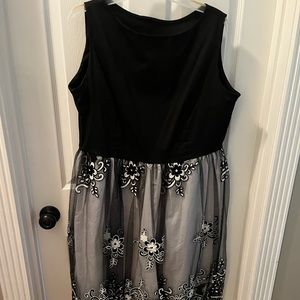 Black with white underlay dress